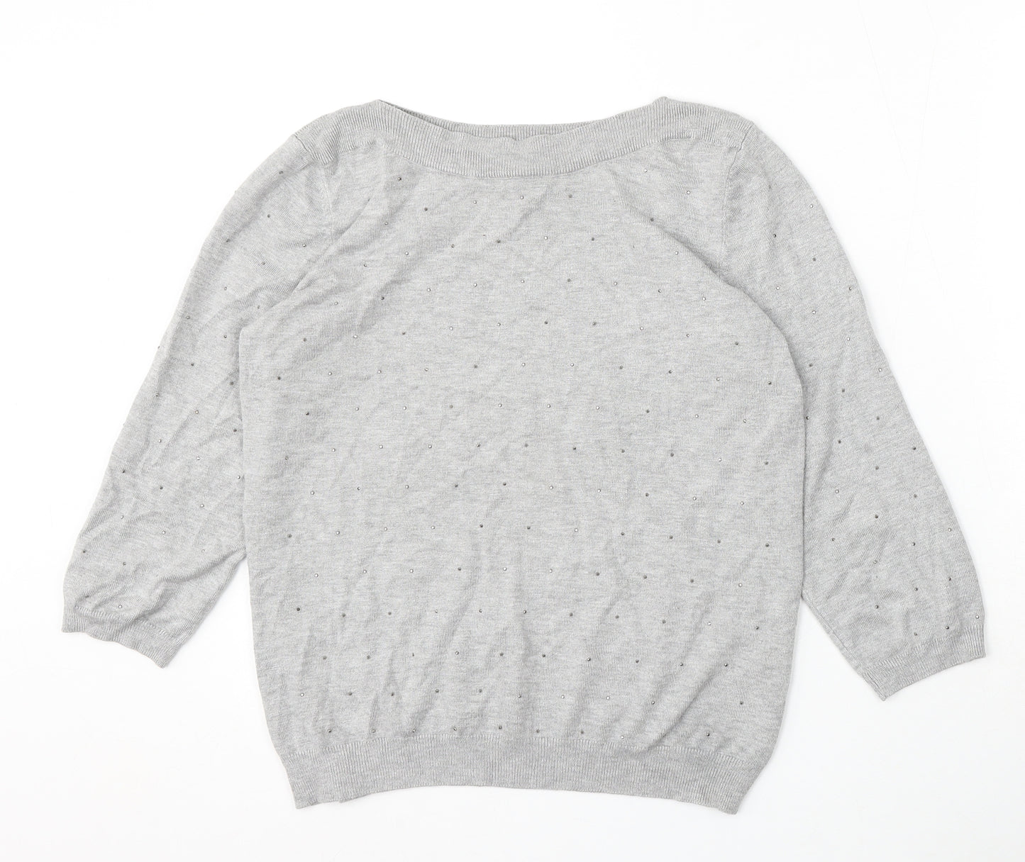Bonmarché Womens Grey Boat Neck Viscose Pullover Jumper Size 12