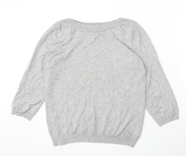 Bonmarché Womens Grey Boat Neck Viscose Pullover Jumper Size 12