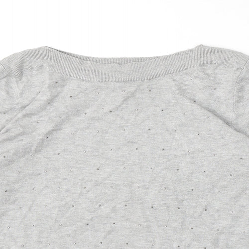 Bonmarché Womens Grey Boat Neck Viscose Pullover Jumper Size 12