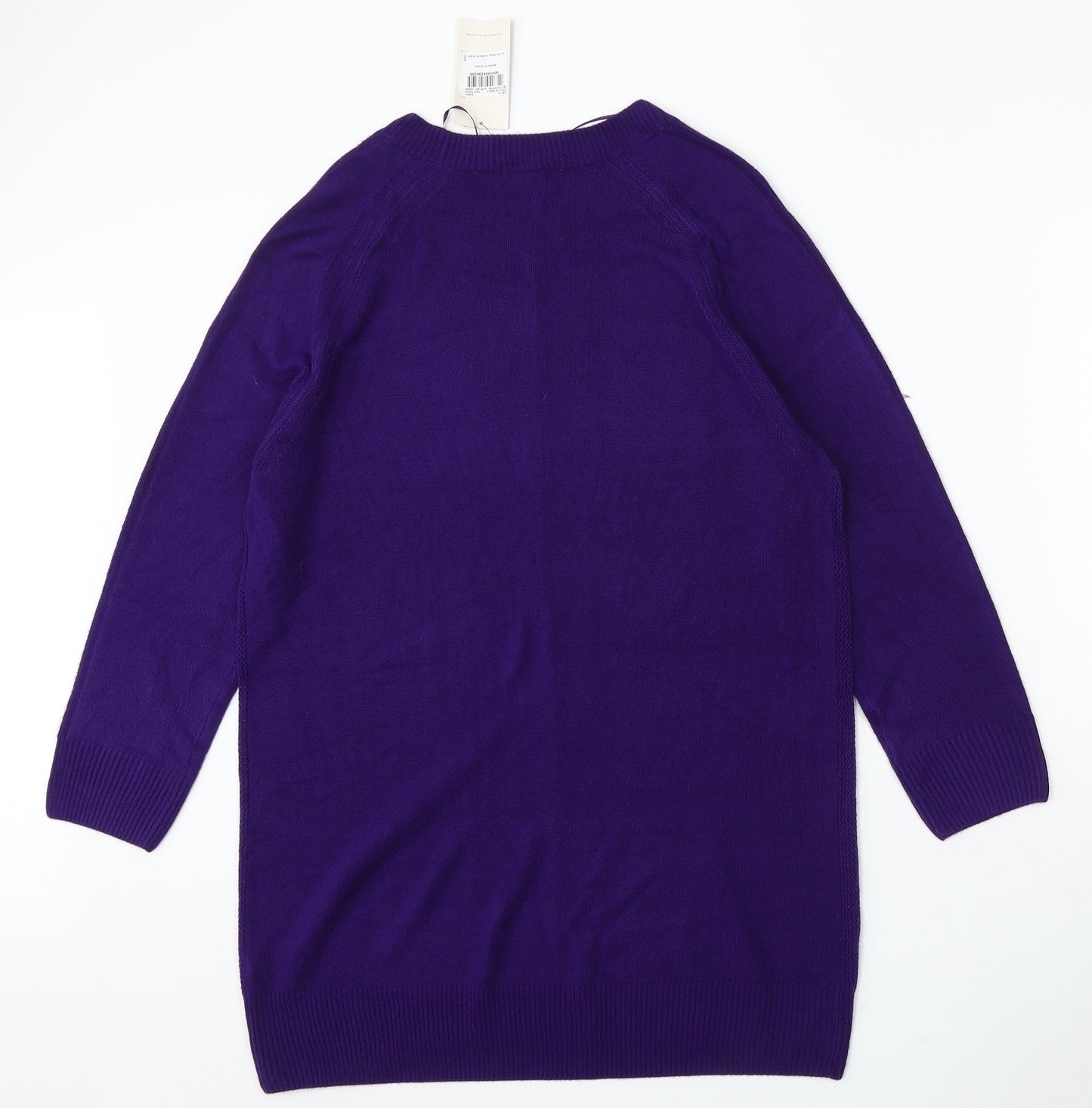 TU Womens Purple Round Neck Acrylic Pullover Jumper Size 16