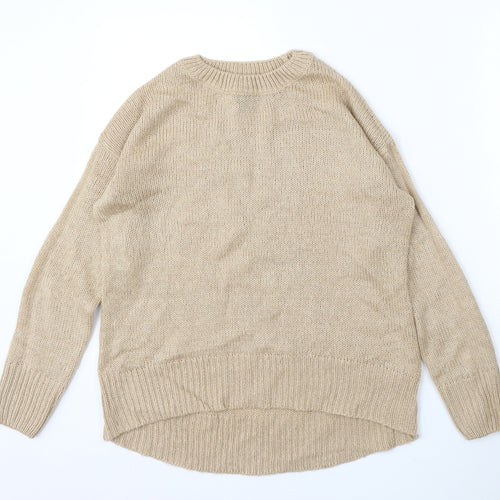 New Look Womens Beige Round Neck Acrylic Pullover Jumper Size S
