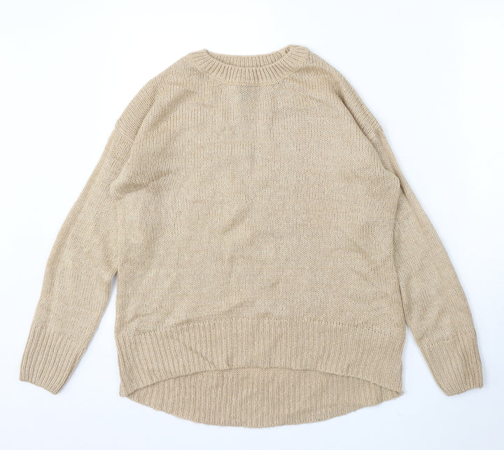 New Look Womens Beige Round Neck Acrylic Pullover Jumper Size S