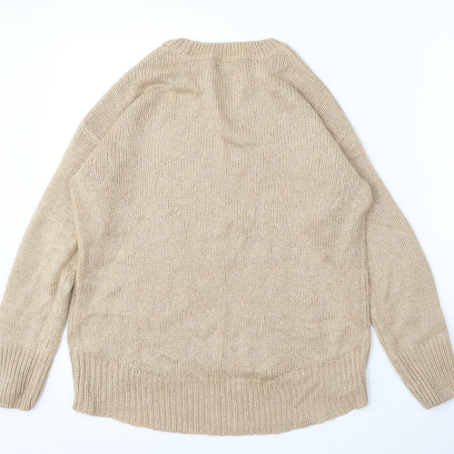 New Look Womens Beige Round Neck Acrylic Pullover Jumper Size S