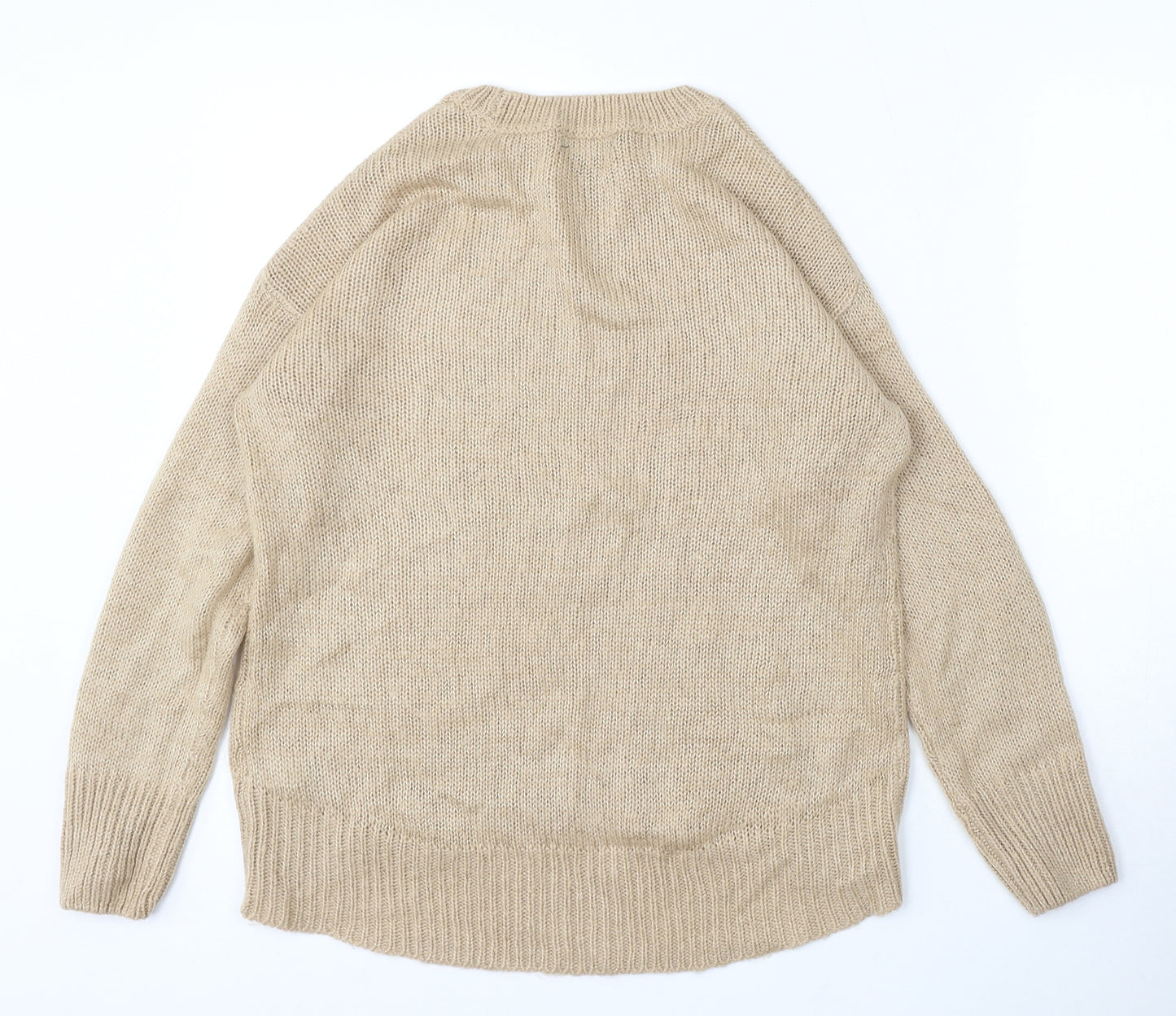 New Look Womens Beige Round Neck Acrylic Pullover Jumper Size S