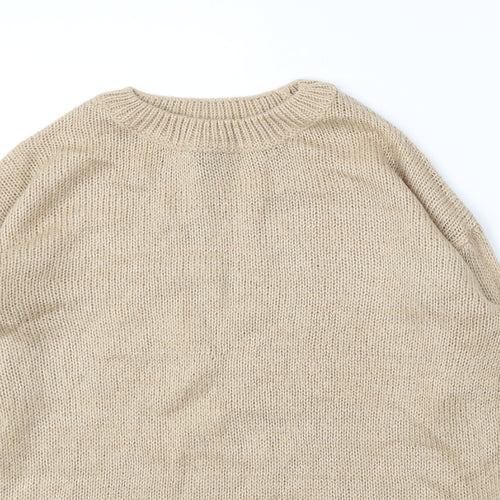 New Look Womens Beige Round Neck Acrylic Pullover Jumper Size S