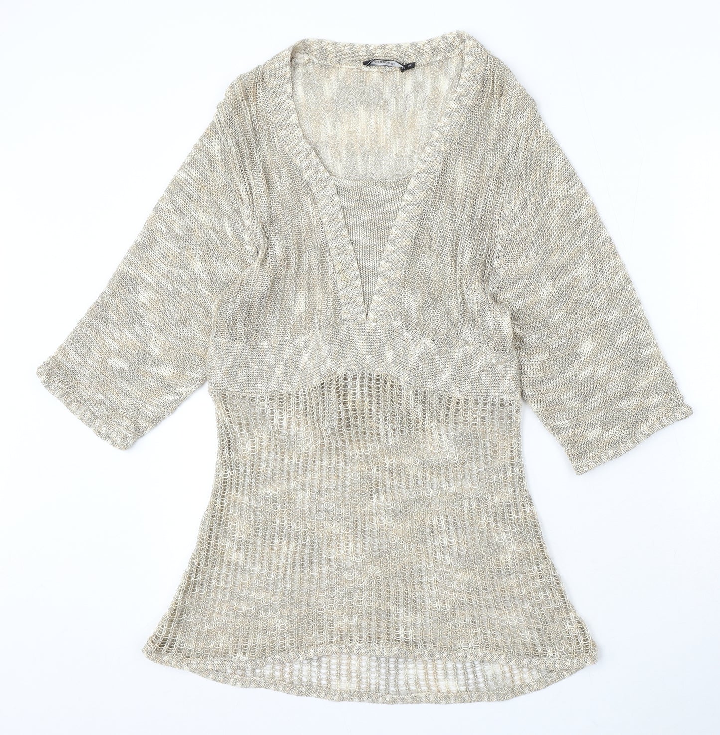 Passport Womens Beige Polyester Jumper Dress Size 10 Round Neck