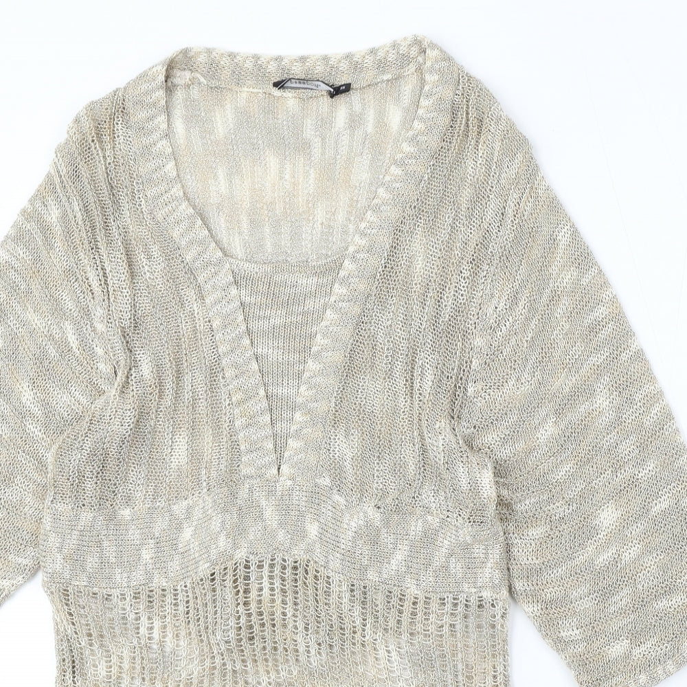 Passport Womens Beige Polyester Jumper Dress Size 10 Round Neck