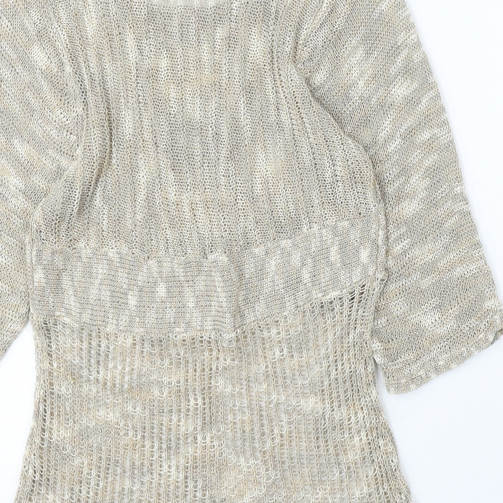 Passport Womens Beige Polyester Jumper Dress Size 10 Round Neck