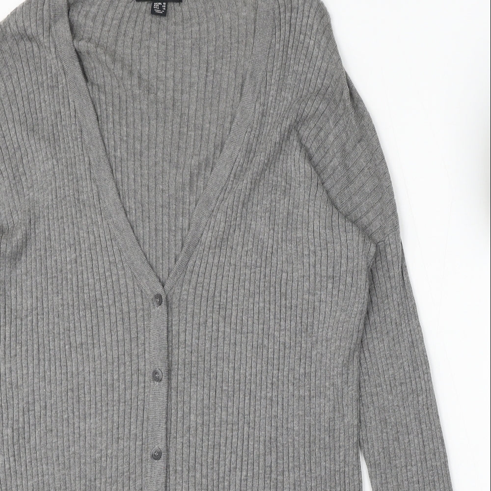 Atmosphere Womens Grey V-Neck Viscose Cardigan Jumper Size 18