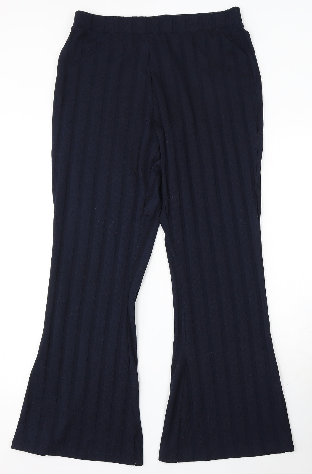 F&F Womens Blue Polyester Trousers Size 14 L31 in Regular