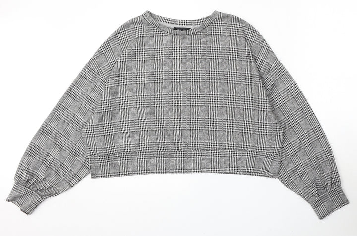 New Look Womens Grey Round Neck Geometric Polyester Pullover Jumper Size 16