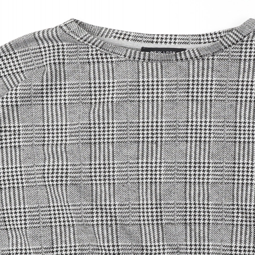 New Look Womens Grey Round Neck Geometric Polyester Pullover Jumper Size 16