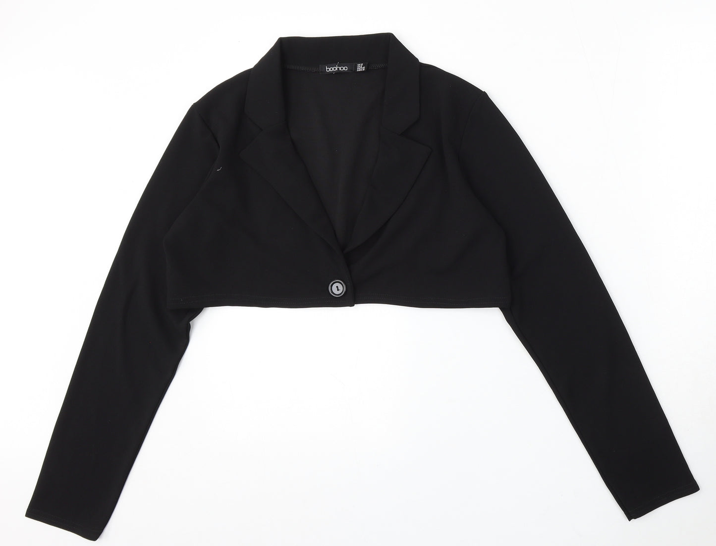 Boohoo Womens Black Polyester Jacket Blazer Size 12