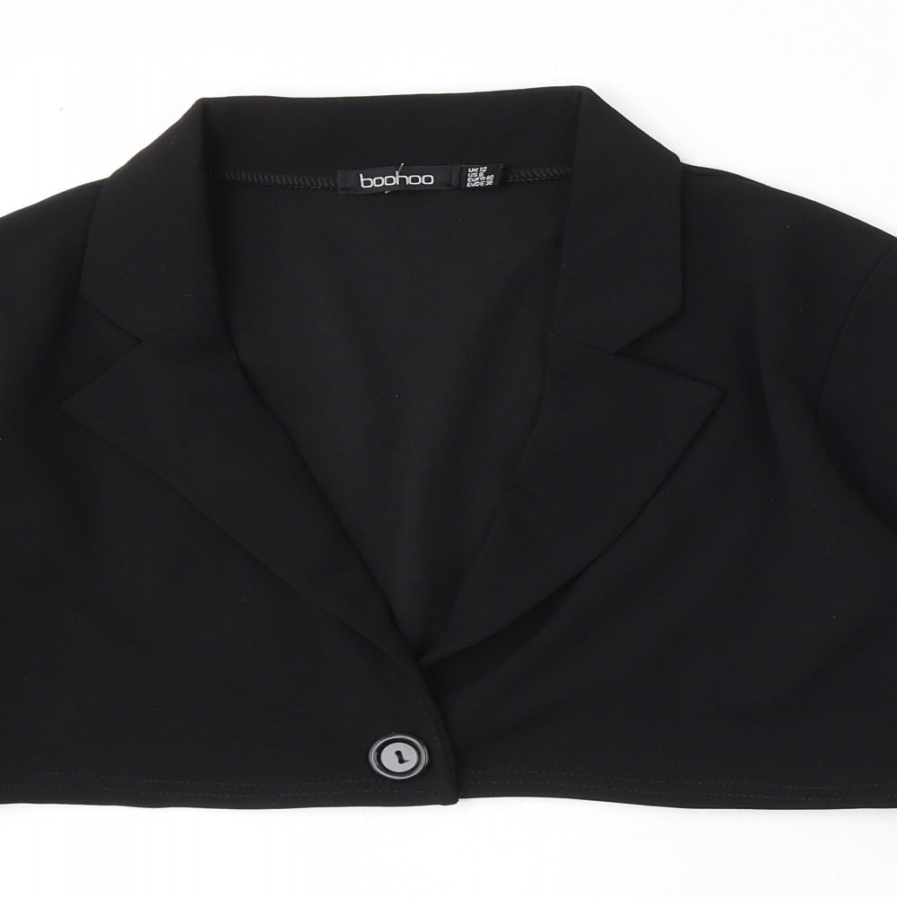 Boohoo Womens Black Polyester Jacket Blazer Size 12