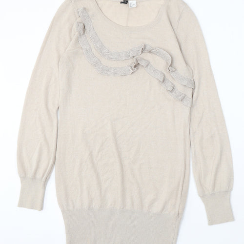 Divided by H&M Womens Beige Round Neck Acrylic Pullover Jumper Size 10