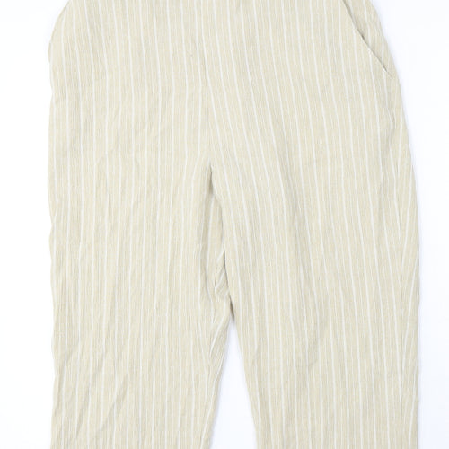 Pinns Womens Beige Striped Polyester Trousers Size 32 L20 in Regular
