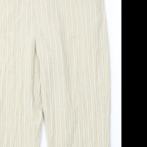 Pinns Womens Beige Striped Polyester Trousers Size 32 L20 in Regular