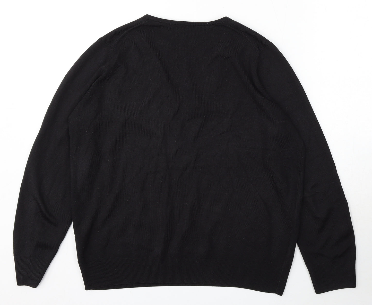 Marks and Spencer Womens Black V-Neck Acrylic Pullover Jumper Size 16