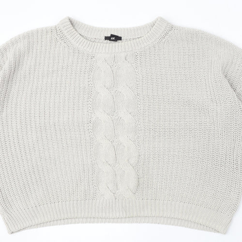 H&M Womens Grey Round Neck Cotton Pullover Jumper Size L