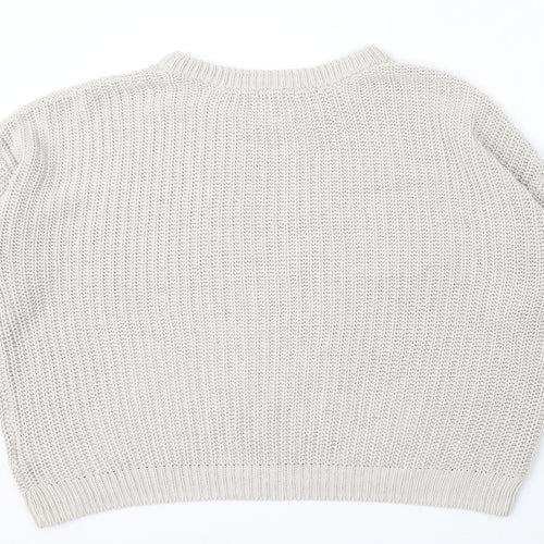 H&M Womens Grey Round Neck Cotton Pullover Jumper Size L