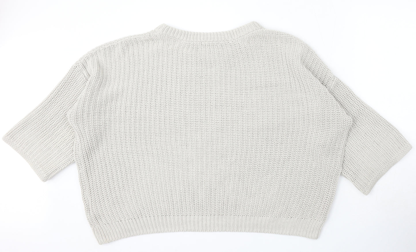 H&M Womens Grey Round Neck Cotton Pullover Jumper Size L