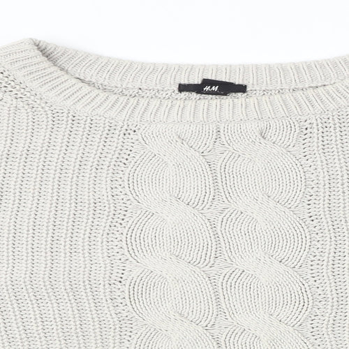 H&M Womens Grey Round Neck Cotton Pullover Jumper Size L
