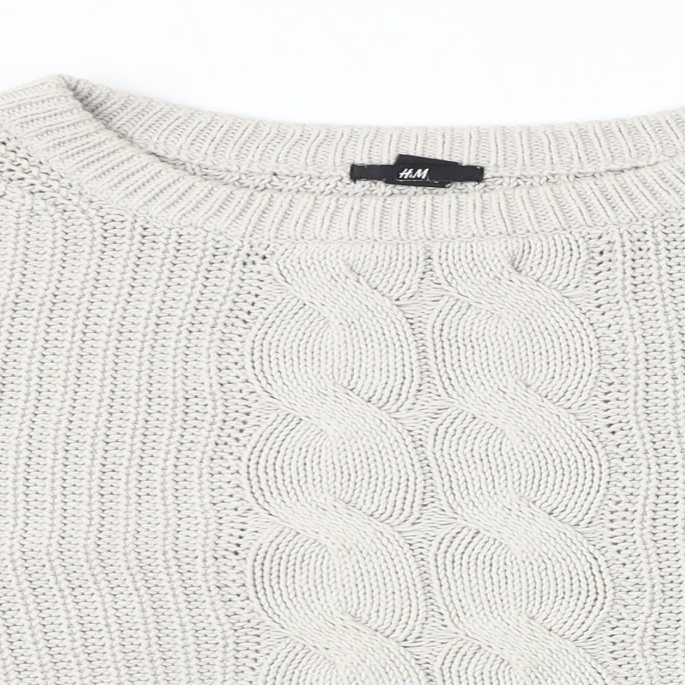 H&M Womens Grey Round Neck Cotton Pullover Jumper Size L