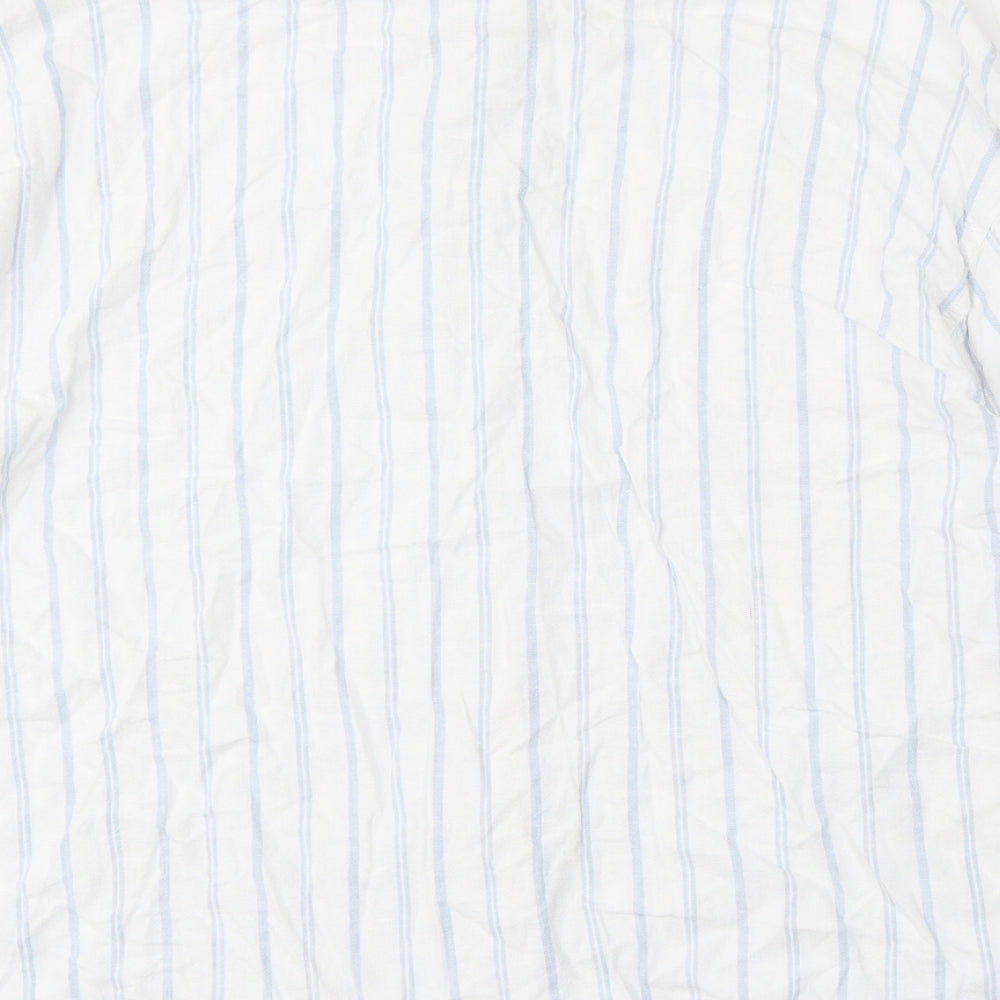 George Womens White Striped Linen Basic Button-Up Size 24 Collared