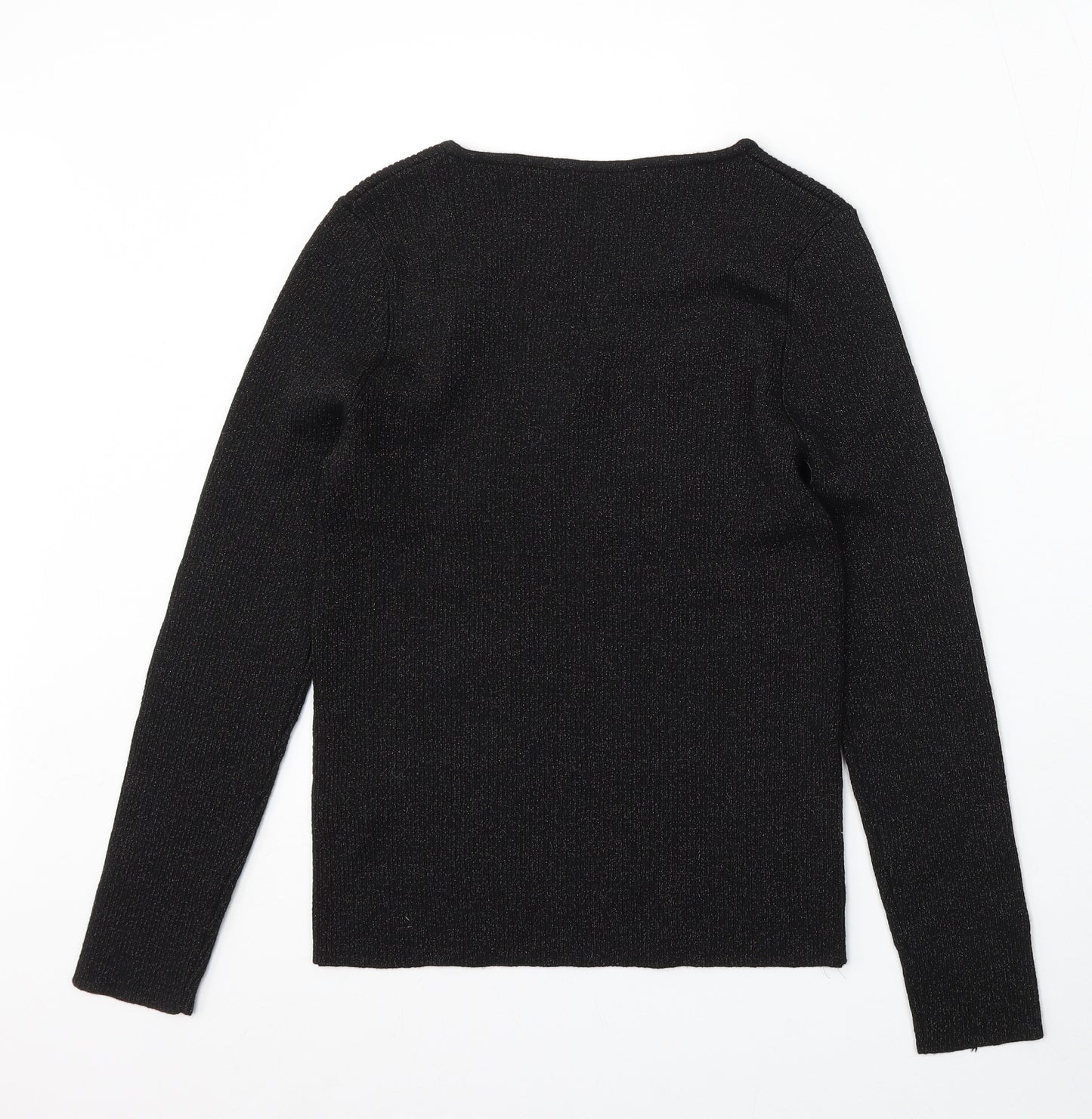 TU Womens Black Square Neck Polyester Pullover Jumper Size 14