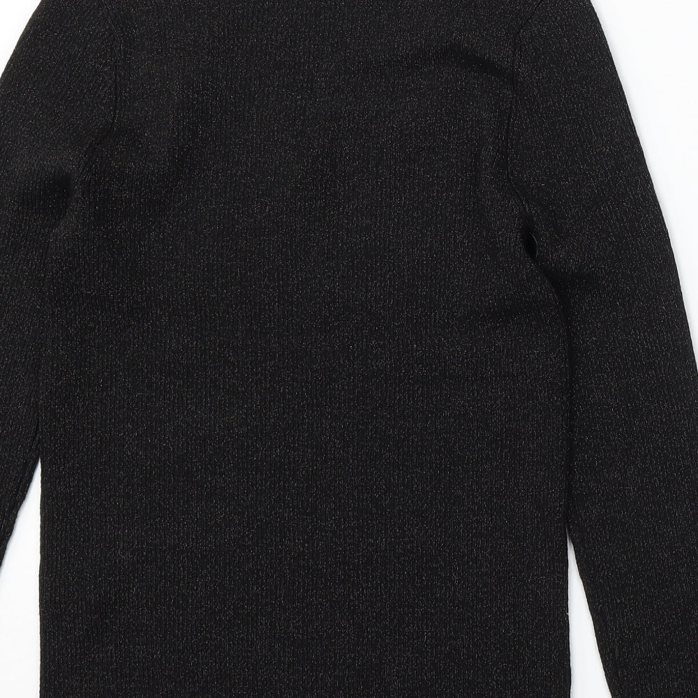 TU Womens Black Square Neck Polyester Pullover Jumper Size 14