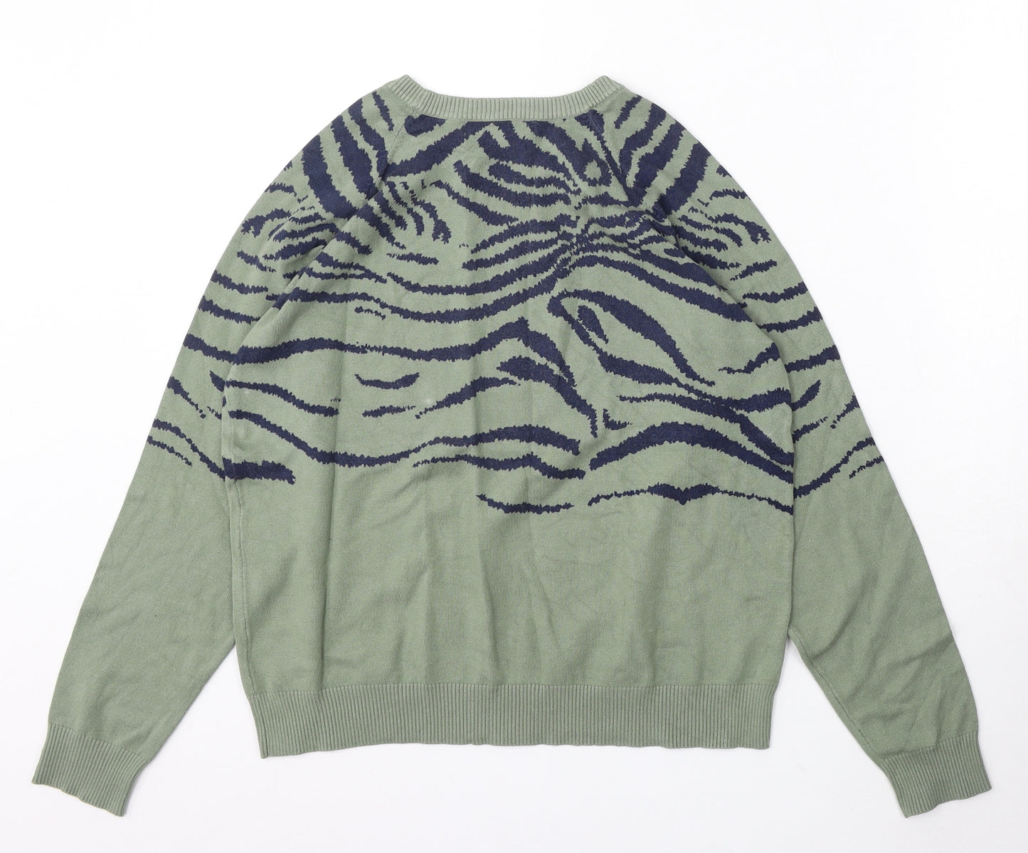 NEXT Womens Green Round Neck Animal Print Viscose Pullover Jumper Size M