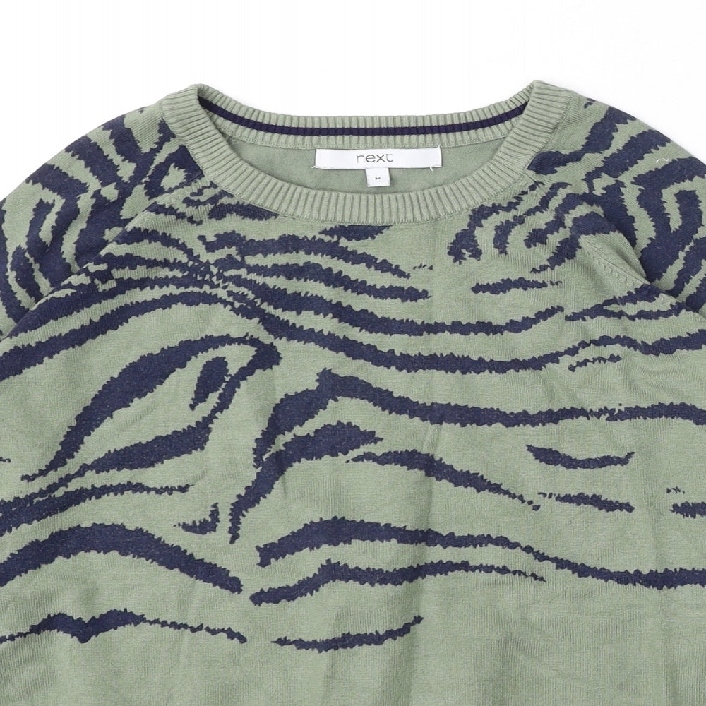 NEXT Womens Green Round Neck Animal Print Viscose Pullover Jumper Size M