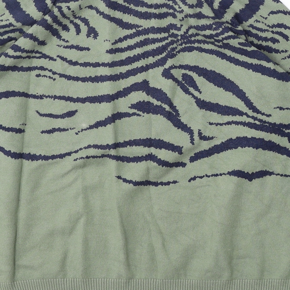 NEXT Womens Green Round Neck Animal Print Viscose Pullover Jumper Size M