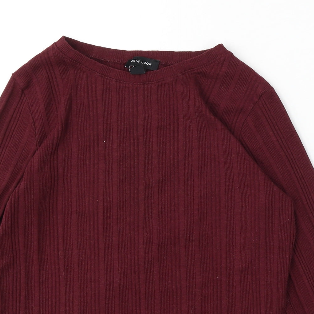 New Look Womens Red Round Neck Cotton Pullover Jumper Size 16