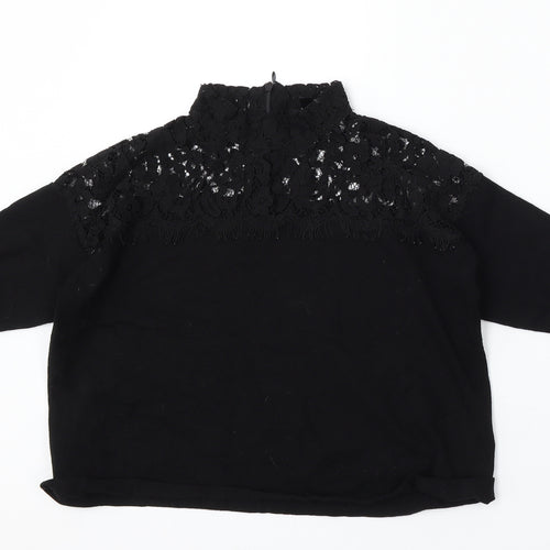 Topshop Womens Black Round Neck Polyamide Pullover Jumper Size 8
