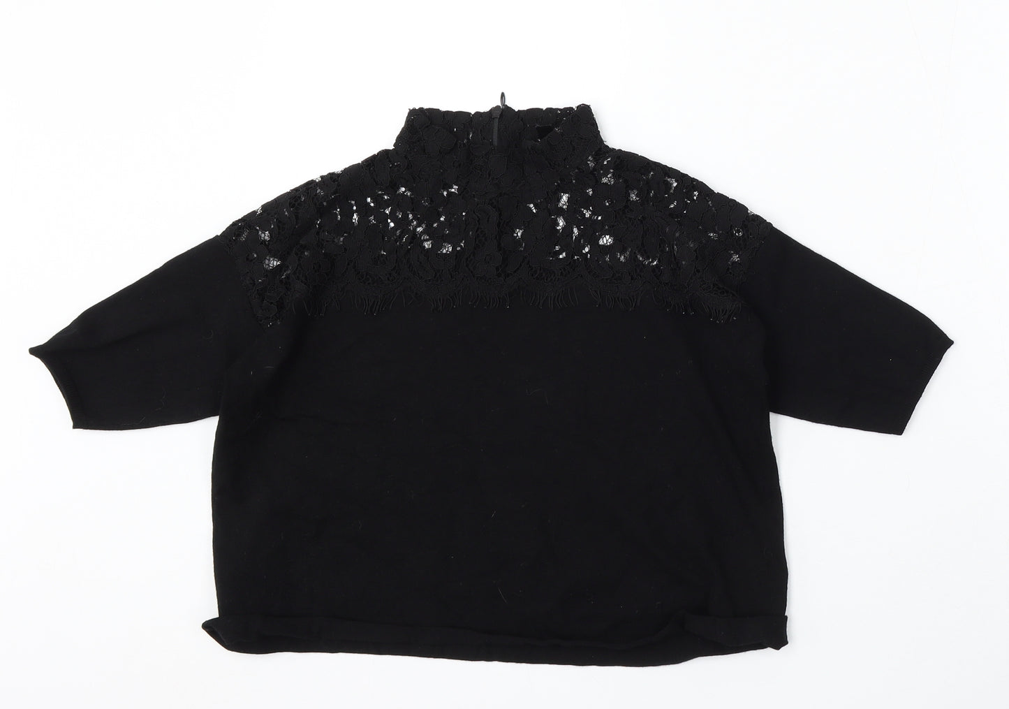 Topshop Womens Black Round Neck Polyamide Pullover Jumper Size 8