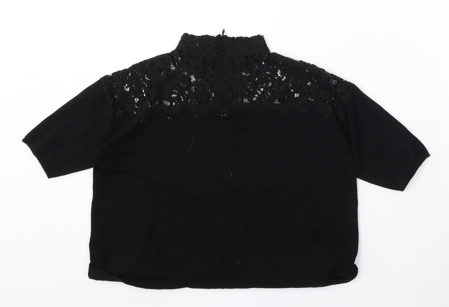 Topshop Womens Black Round Neck Polyamide Pullover Jumper Size 8
