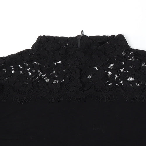 Topshop Womens Black Round Neck Polyamide Pullover Jumper Size 8