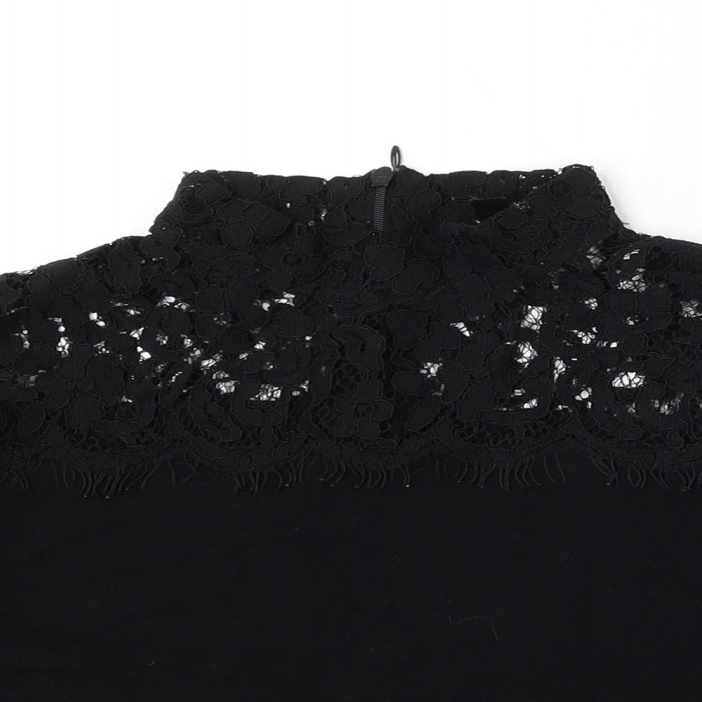 Topshop Womens Black Round Neck Polyamide Pullover Jumper Size 8