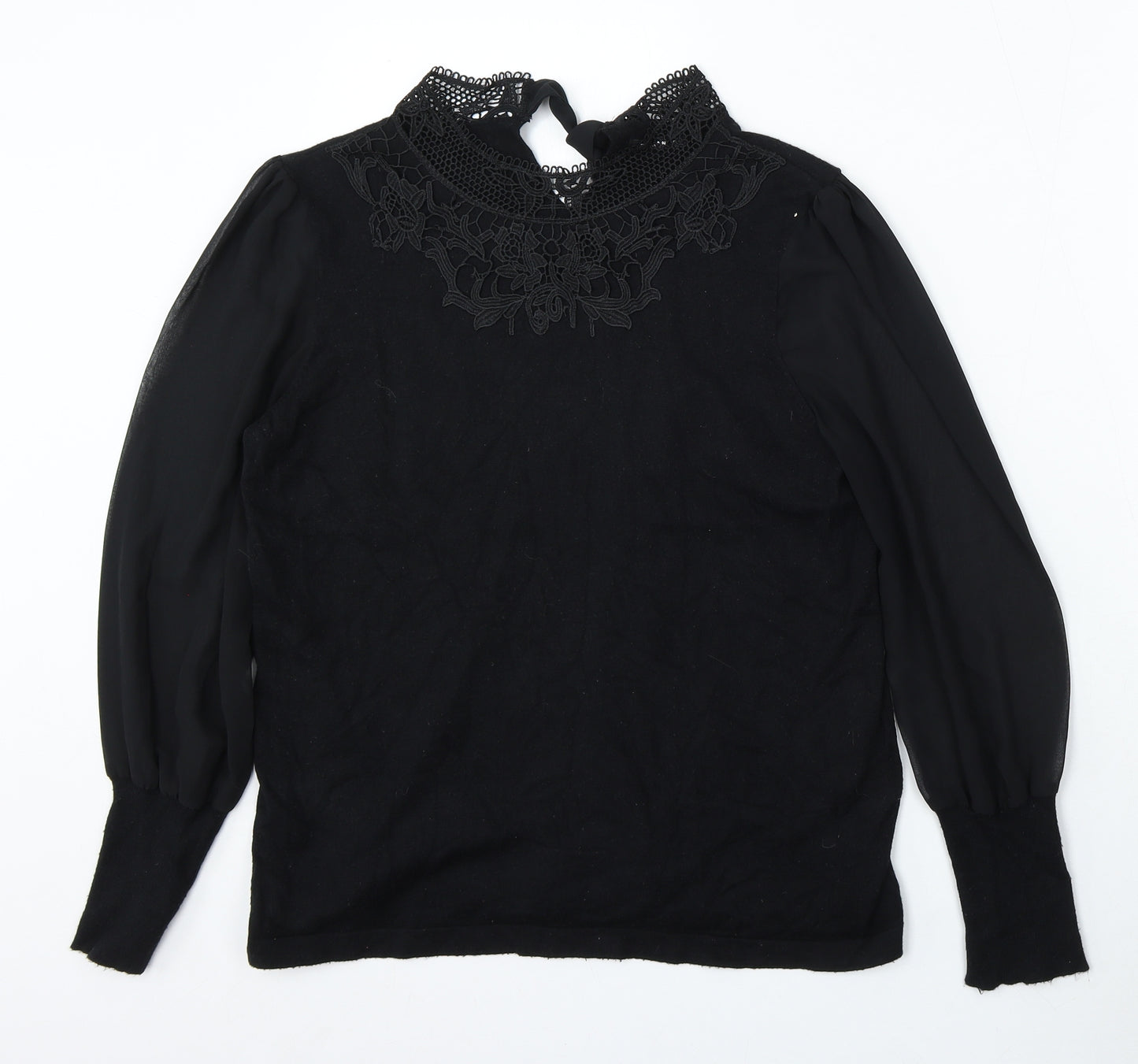 Roman Womens Black Mock Neck Viscose Pullover Jumper Size 16