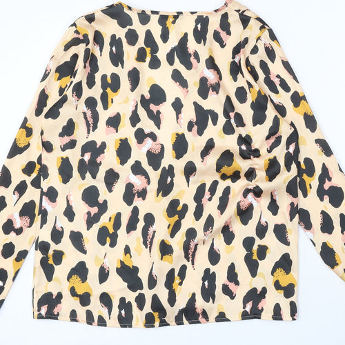 Boohoo Womens Multicoloured V-Neck Animal Print Polyester Cardigan Jumper Size S