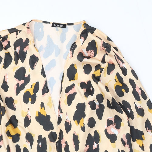 Boohoo Womens Multicoloured V-Neck Animal Print Polyester Cardigan Jumper Size S