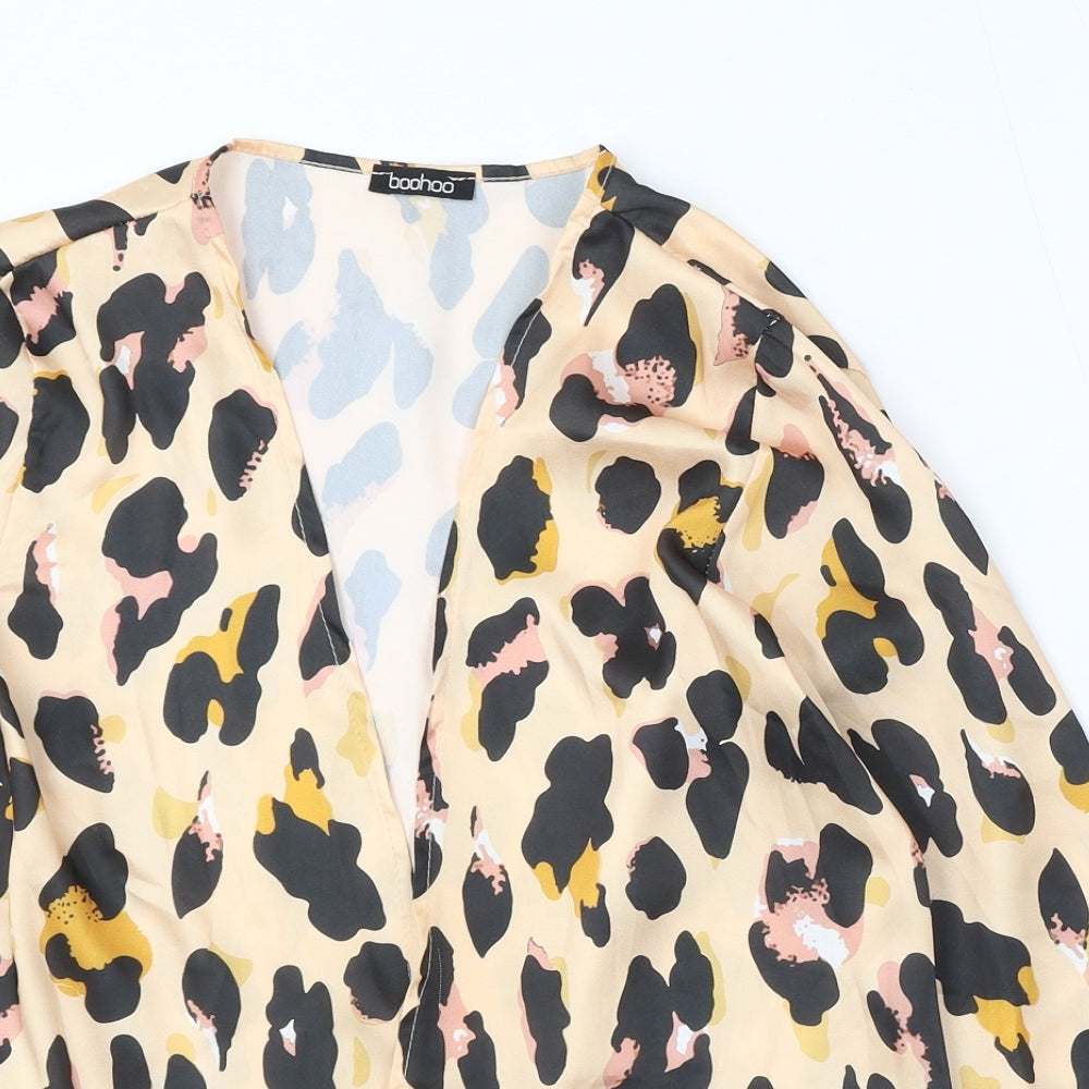 Boohoo Womens Multicoloured V-Neck Animal Print Polyester Cardigan Jumper Size S