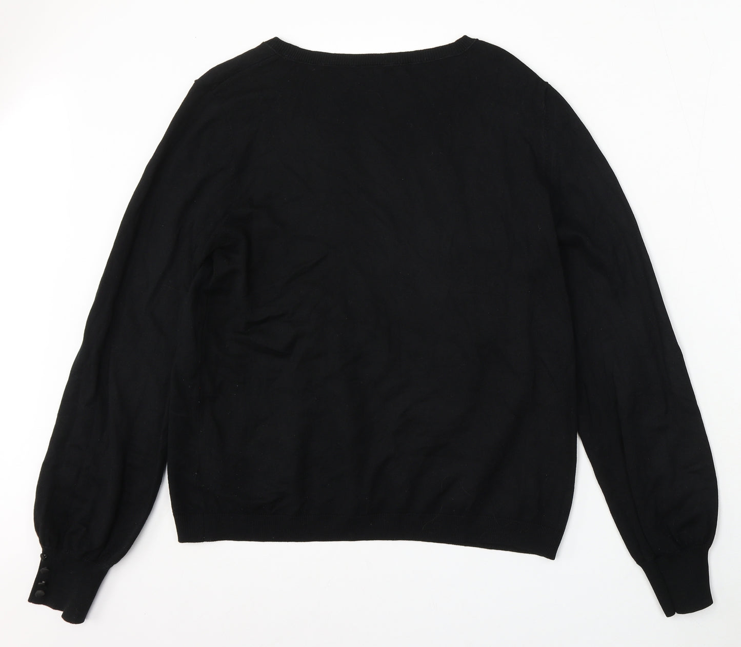 NEXT Womens Black Round Neck Floral Viscose Pullover Jumper Size 14