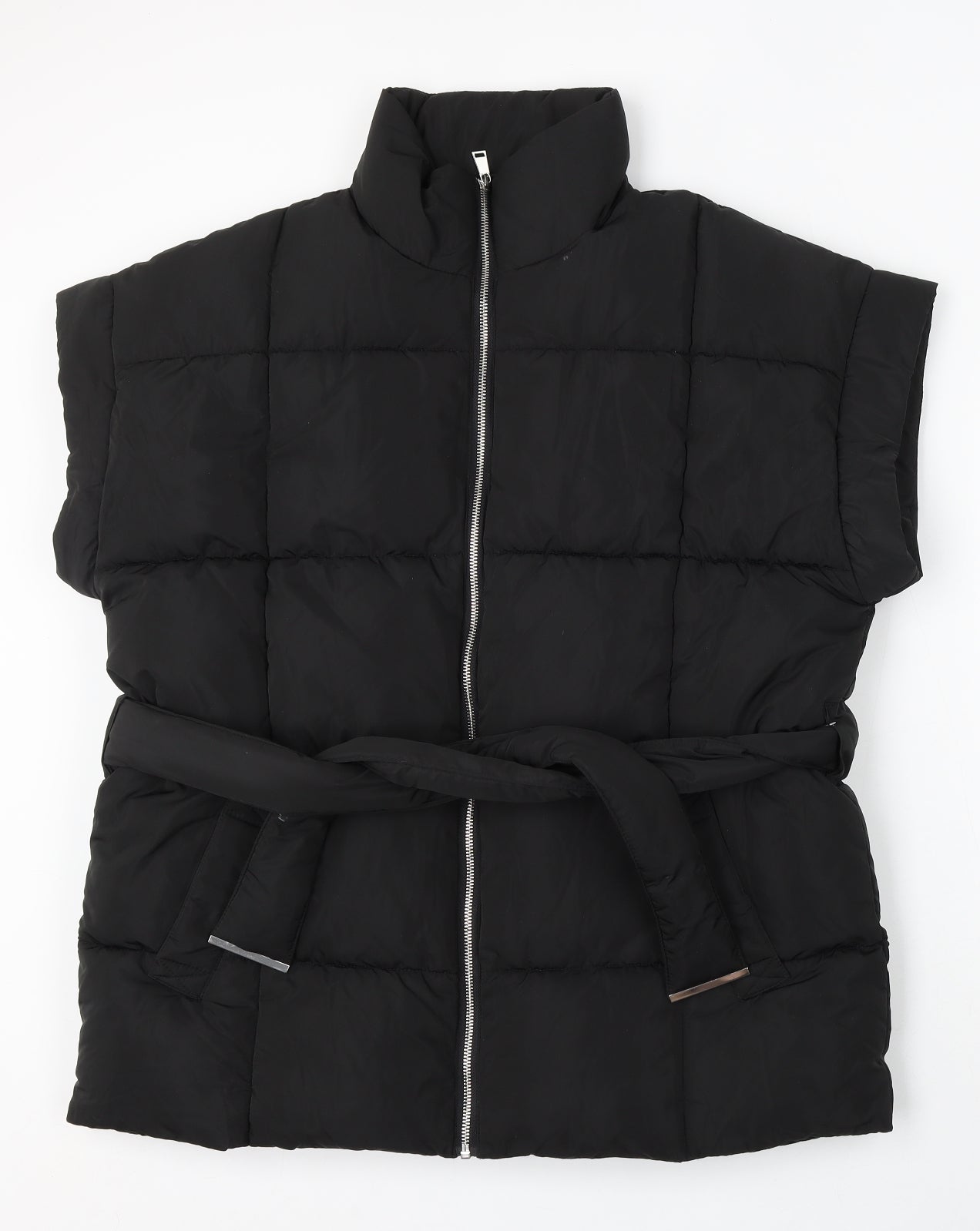 River Island Womens Black Gilet Coat Size M Zip