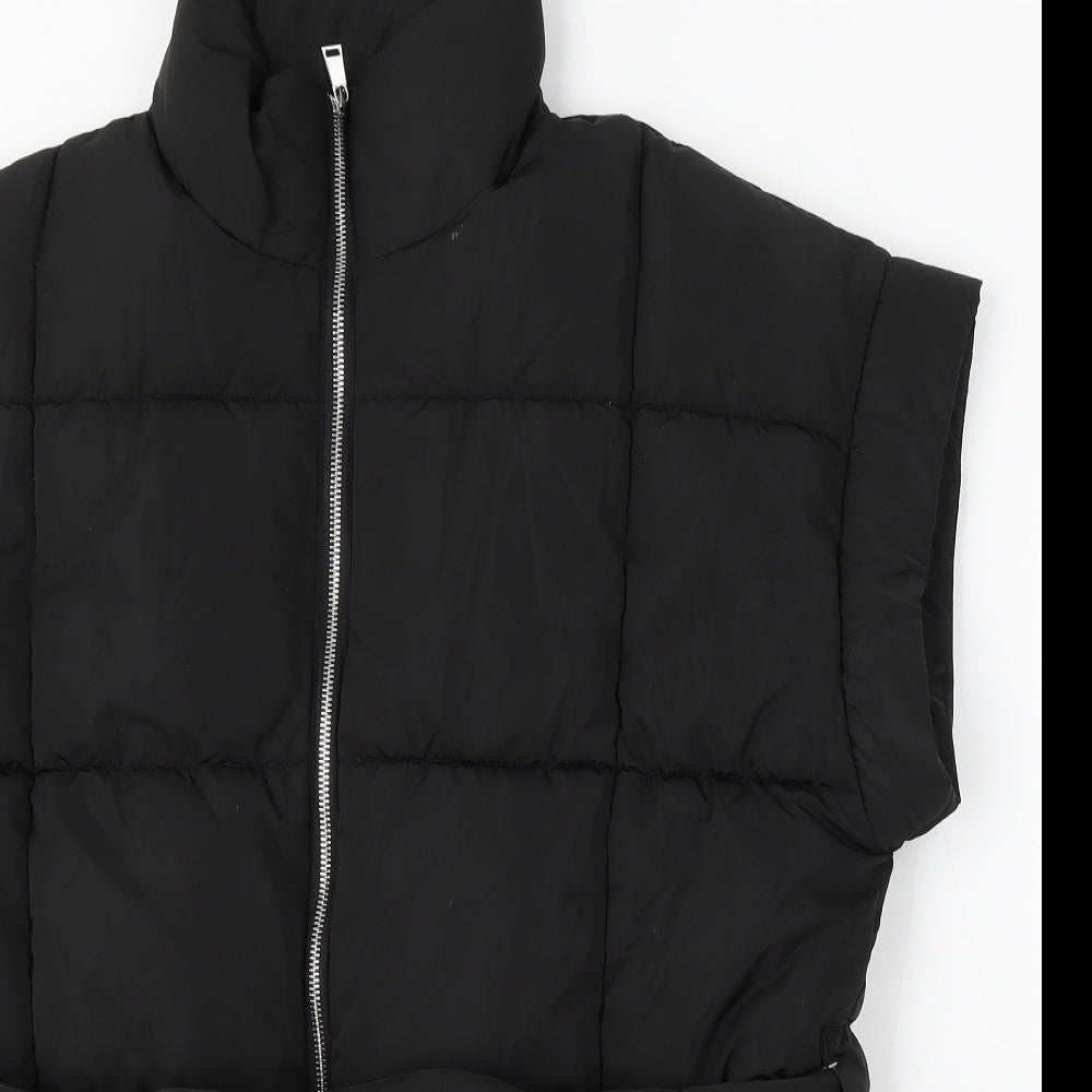 River Island Womens Black Gilet Coat Size M Zip