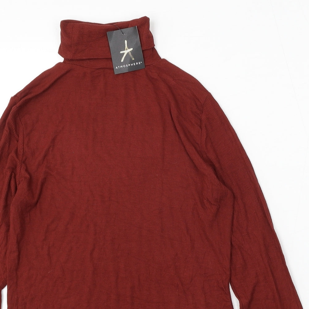 Atmosphere Womens Red Roll Neck Viscose Pullover Jumper Size 12