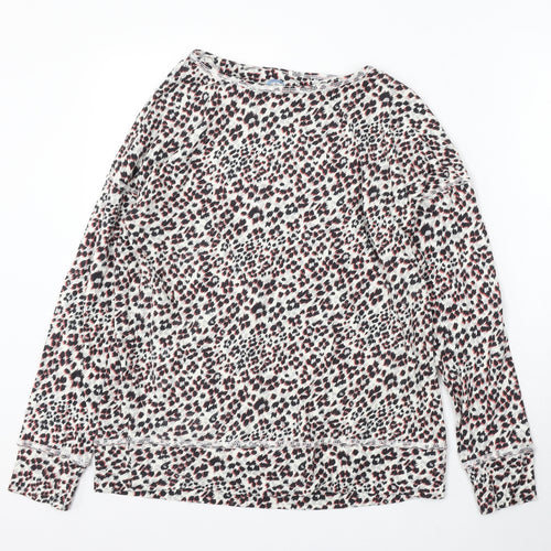 NEXT Womens White Round Neck Animal Print Cotton Pullover Jumper Size 14
