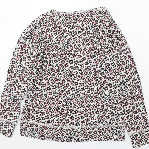 NEXT Womens White Round Neck Animal Print Cotton Pullover Jumper Size 14