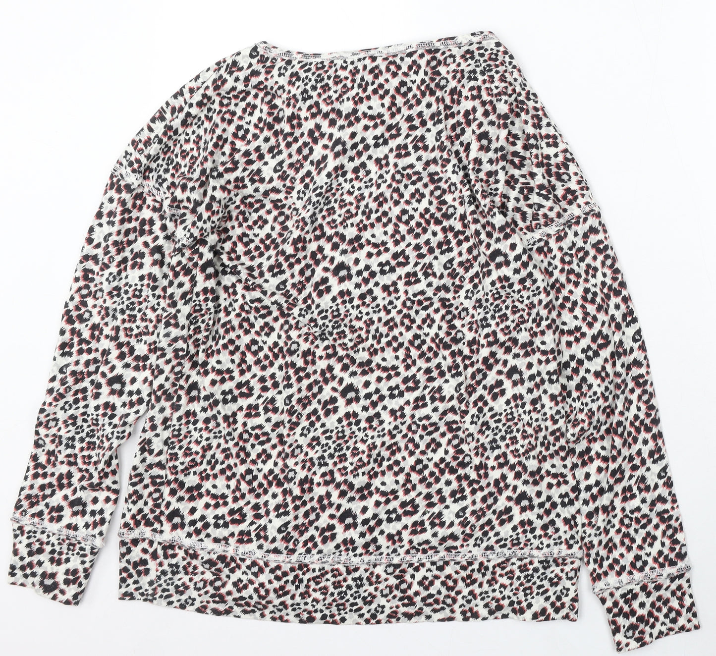 NEXT Womens White Round Neck Animal Print Cotton Pullover Jumper Size 14